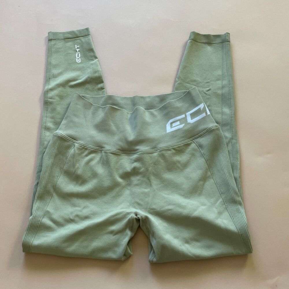 ECHT Sage Green Seamless Scrunch Butt No Front Seam Leggings Womens L